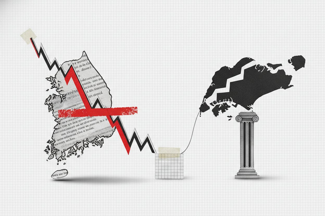 Asia Stocks Split: South Korea Tumbles 6.1%, Singapore Hits Record on Bank Gains