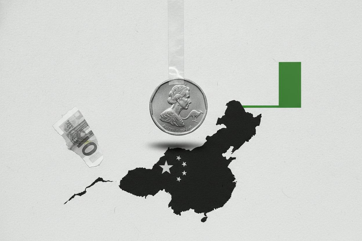 Aussie dollar climbs to $0.6978 as China data lifts and euro slides
