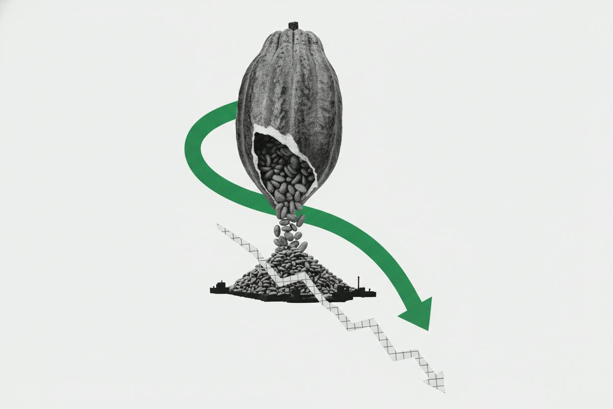 Cocoa futures slide 5% as Ivory Coast arrivals signal surplus