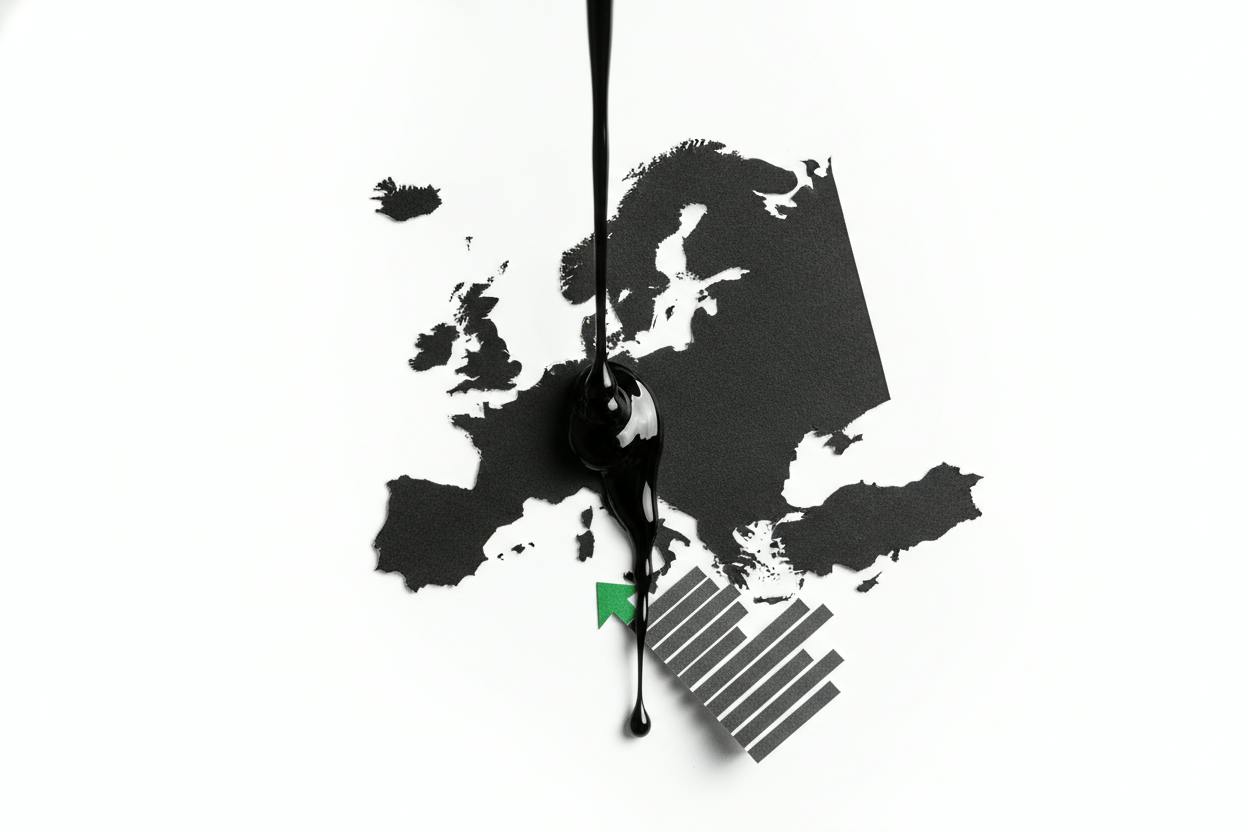 European shares edge higher as oil slips, investors await eurozone PMI