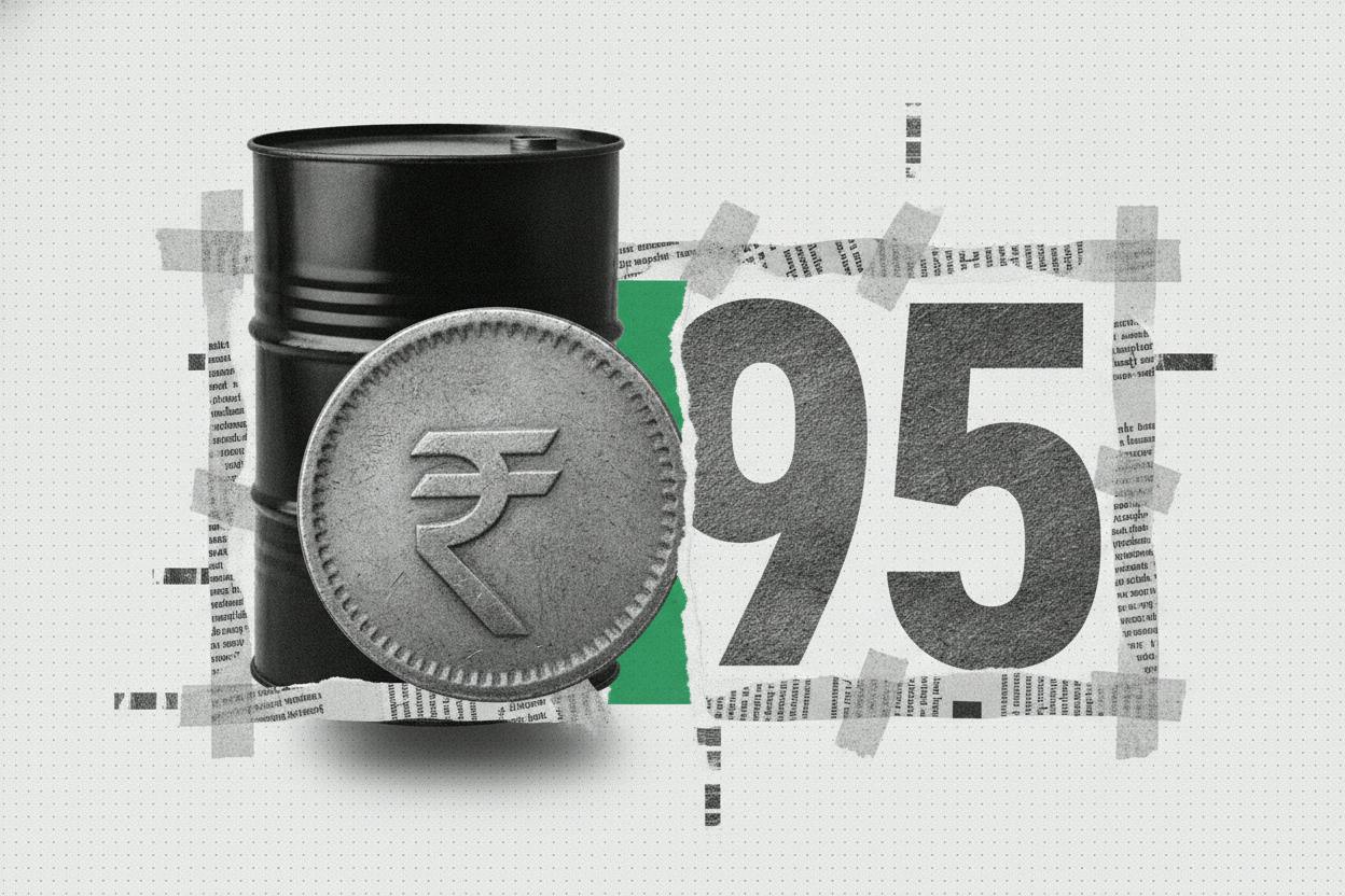 India's rupee hovers near 95 as oil prices stay high