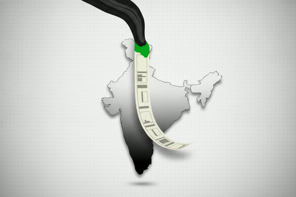 Indian stocks edge up as oil slides for sixth day, foreign selling persists