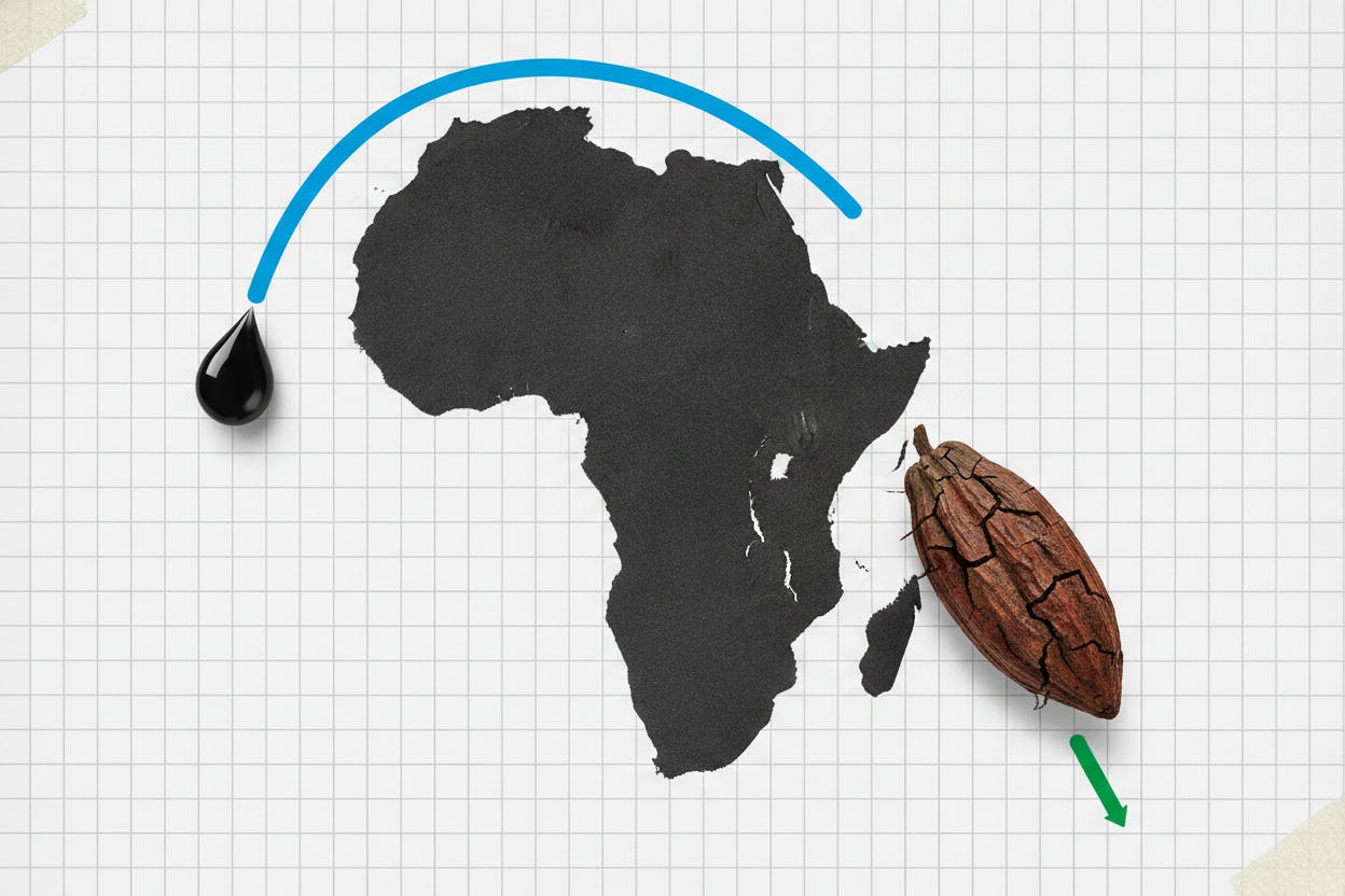 Oil and cocoa pull African markets in opposite directions