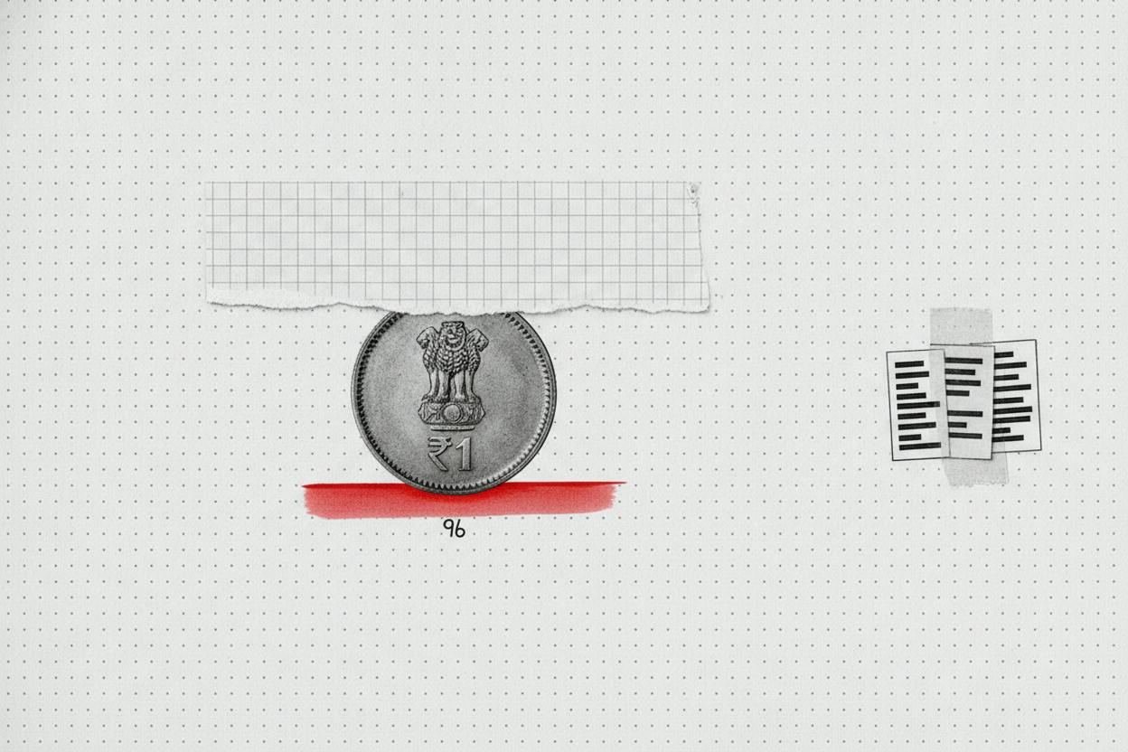 Rupee slips 0.3% as RBI defends 96 level against dollar