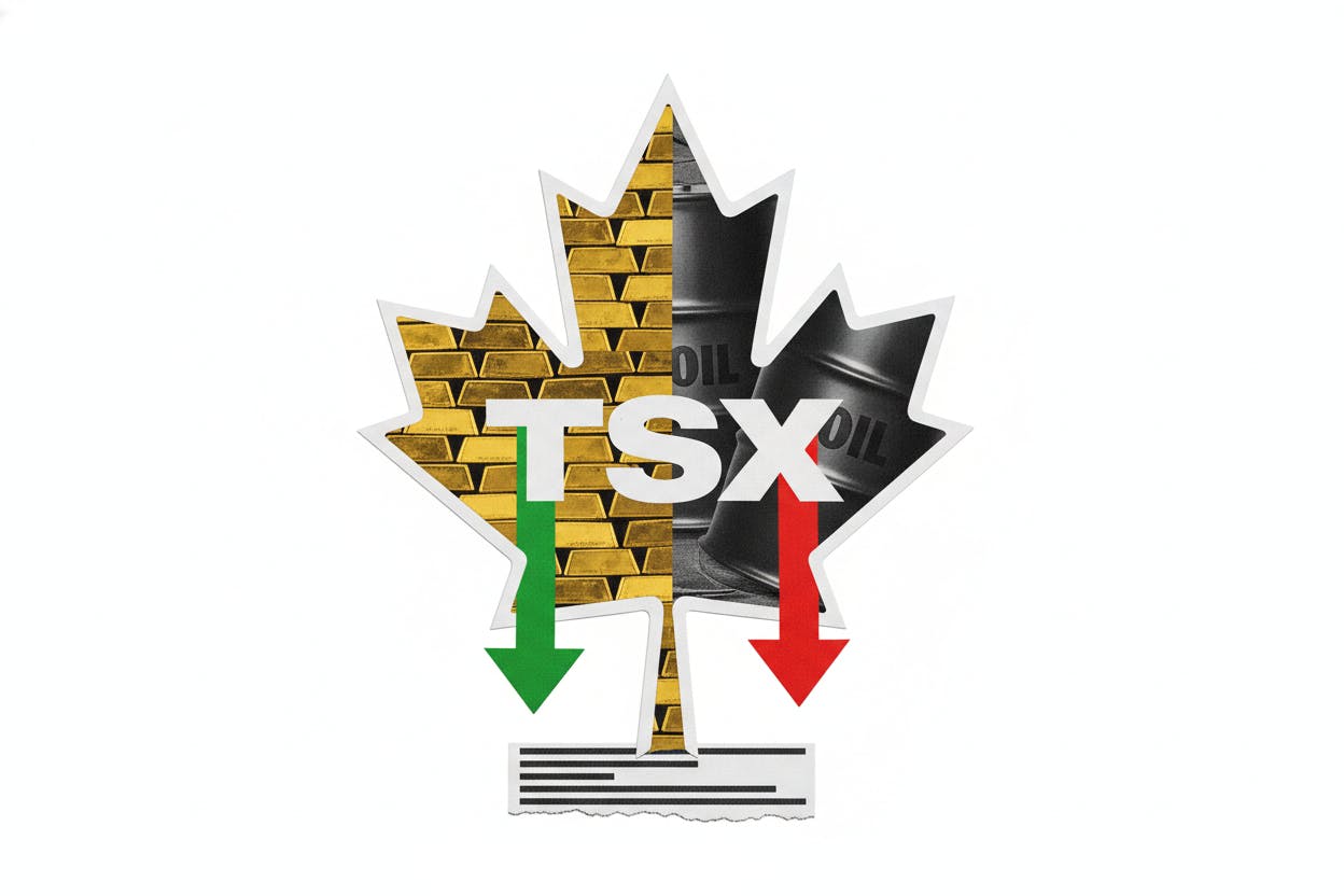 TSX Falls as Gold and Oil Slide, Outweighing Softer Rate Expectations